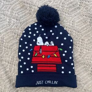 Navy Beanie with Snoopy Design